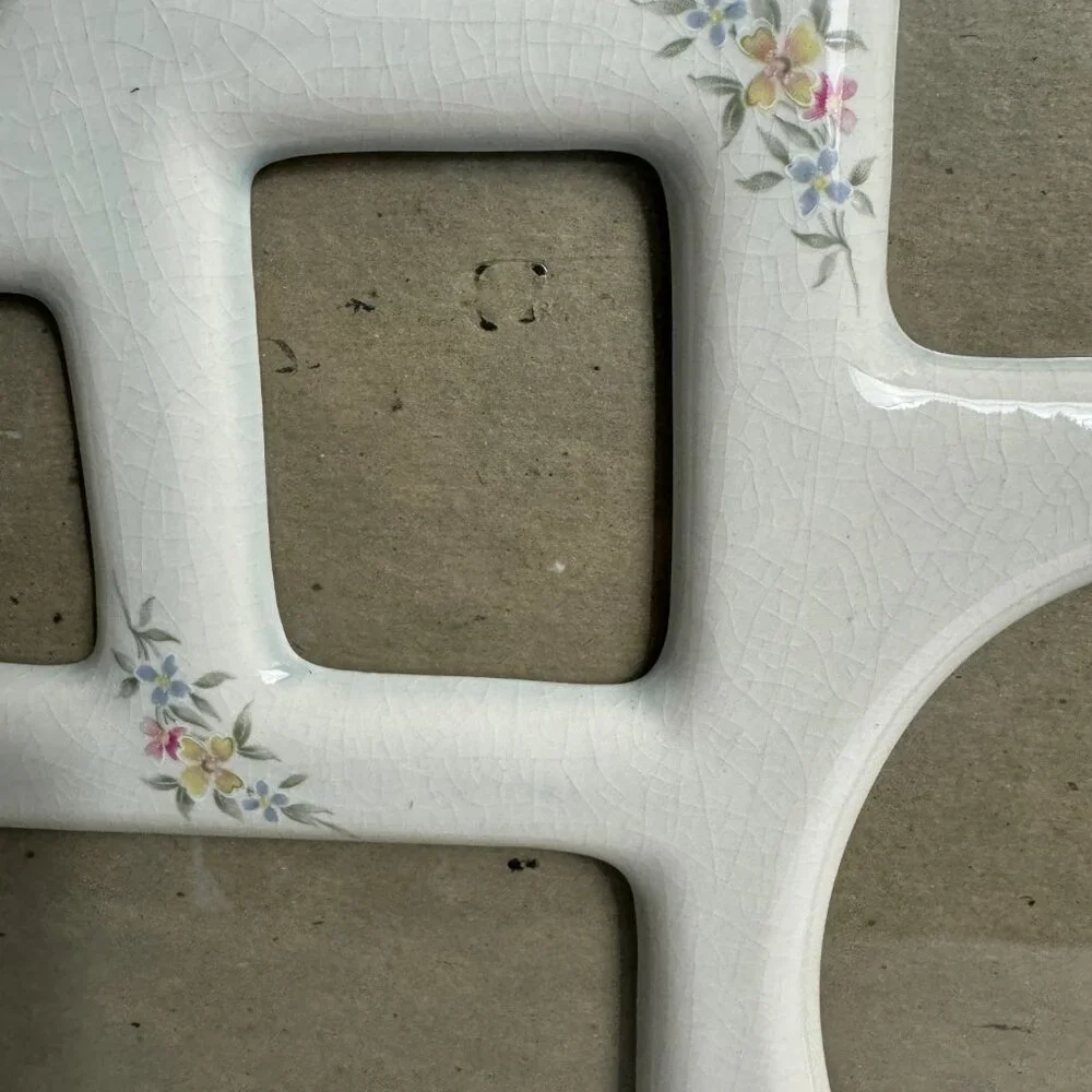 Vintage Ceramic Floral Collage Frame 7 Photos 12.75